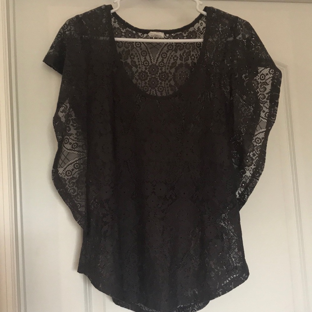 Deep grayish purple lace blouse